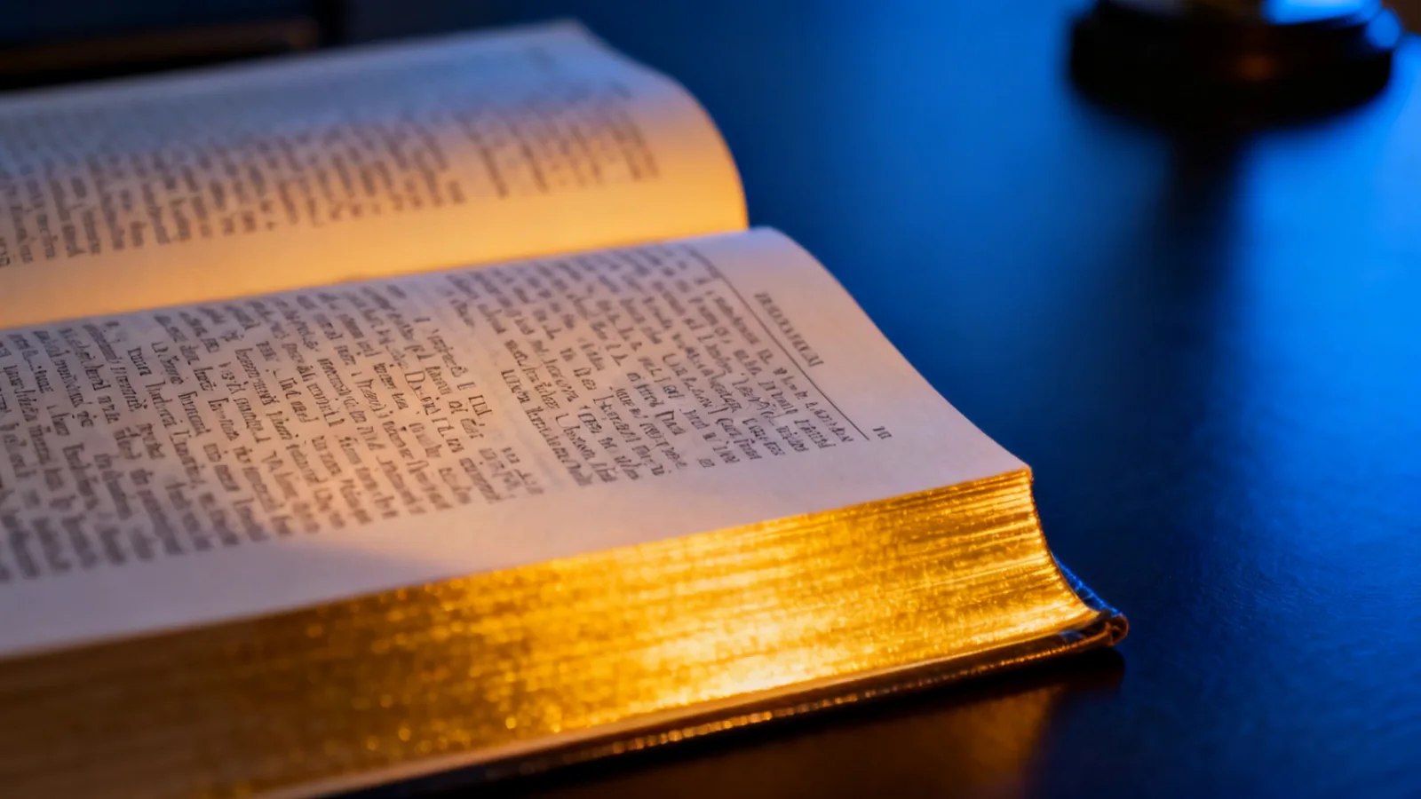 An open printed statute volume under a reading lamp